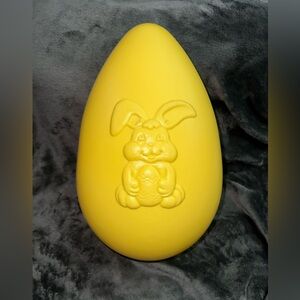 Vintage Plastic Blow Mold Easter Egg Yellow 13” Grand Venture 1998 Bunny Rabbit